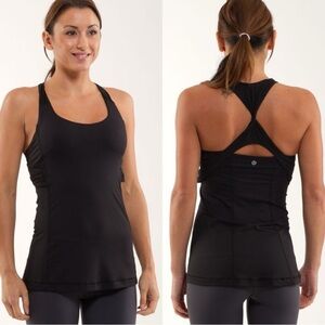 Lululemon Spin Me Tank Top Twist Black Size 6 Shelf Bra Gym Fitness Workout Yoga